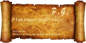 Plakinger Gréta névjegykártya